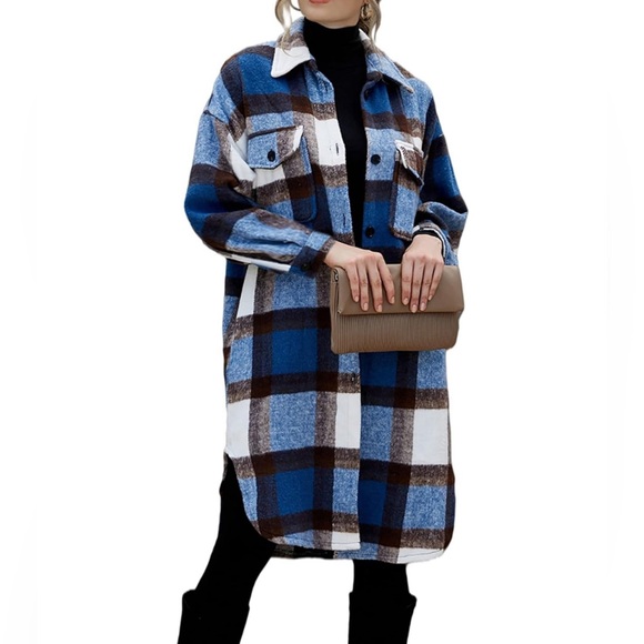 Womens Long flat Jacket Long Sleeve Button Down flannel (chose Color/SZ - Picture 10 of 14